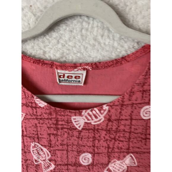 Dee California M/L Pink Aloha Boho Dress Fish Summer Beach Coverup Sundress - Picture 2 of 9